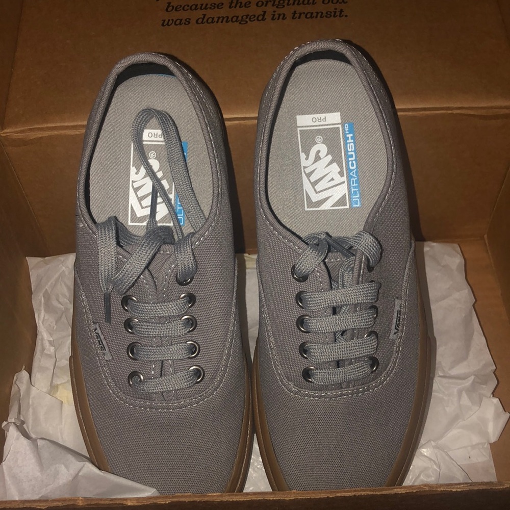 Grey with Gum Soles Vans NWOT